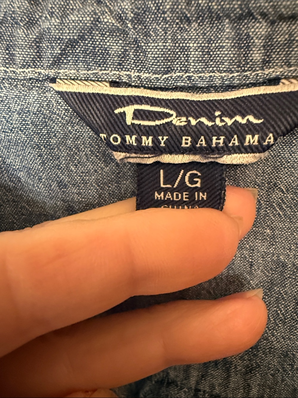 Tommy Bahama Chambray Cotton Popover Tunic Top Blue Large - Picture 2 of 8